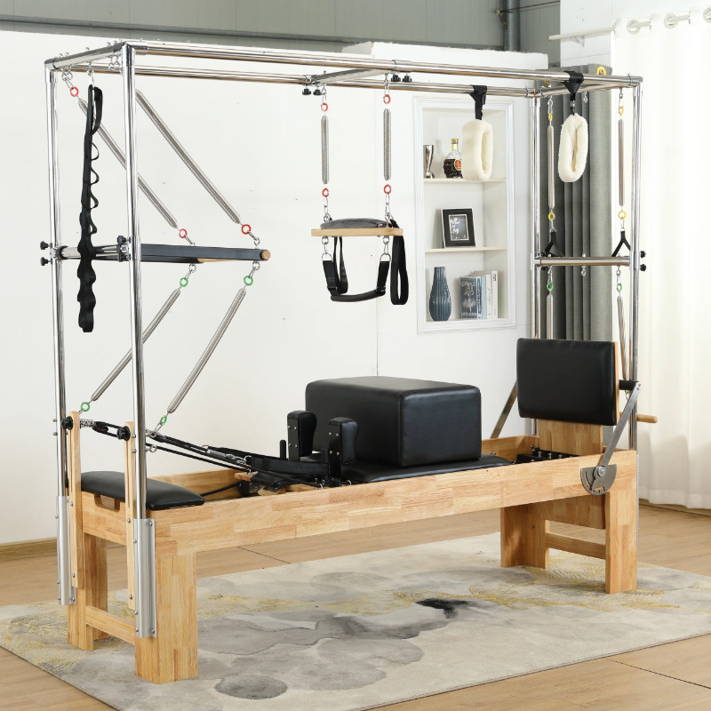 Cheap price Malaysian oak wood cadillac all in one pilates reformer with piano spring