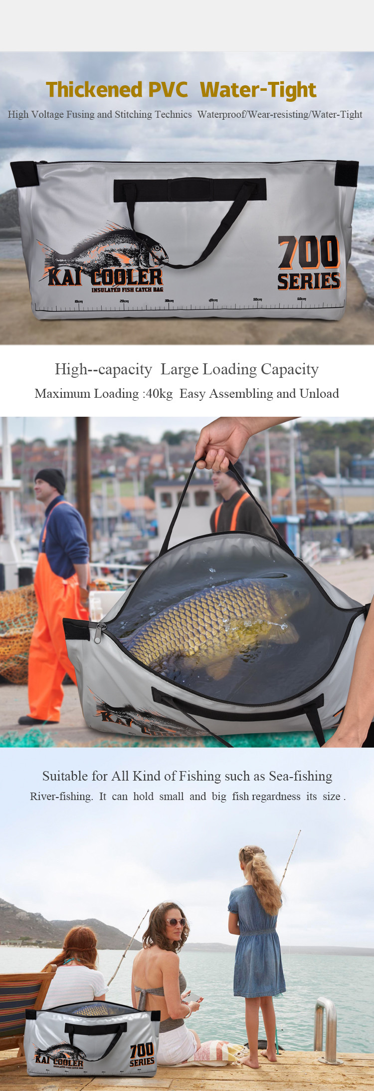 2021 Factory New Waterproof Portable Pvc Fishing Bags Big Capacity Fishing Tackle