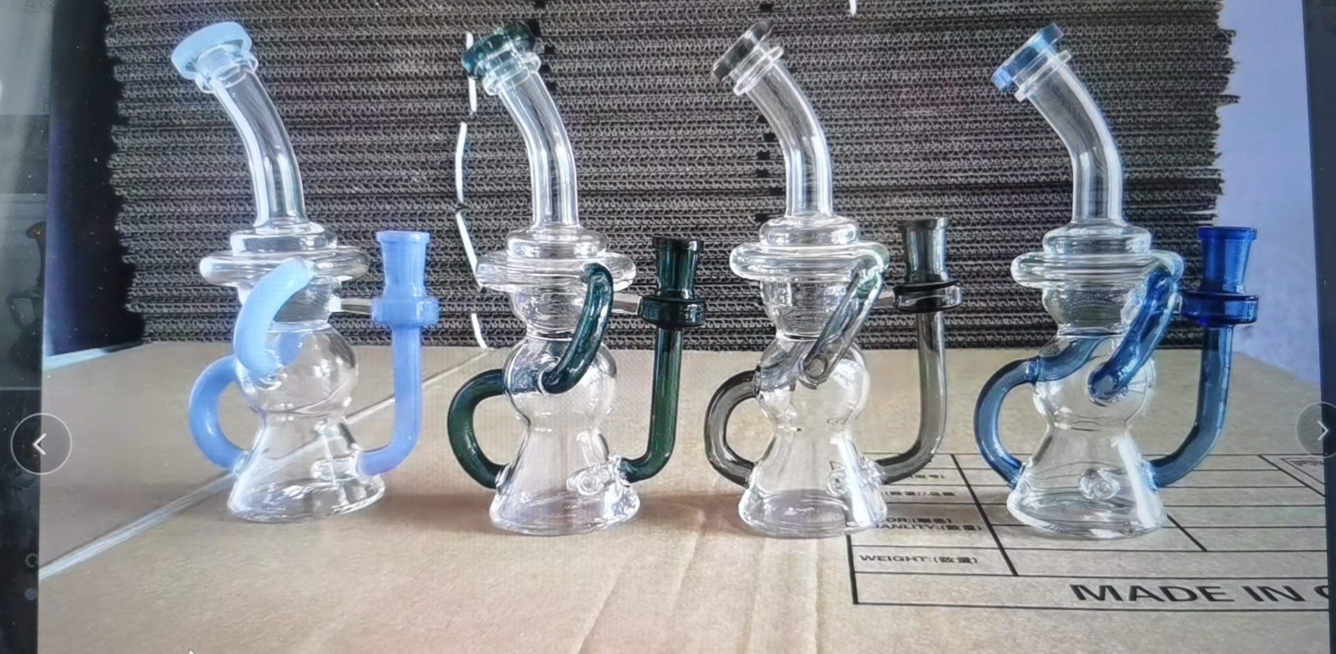 9" Smoke Water Pipe Recycler Double Body 14mm Male Bowl