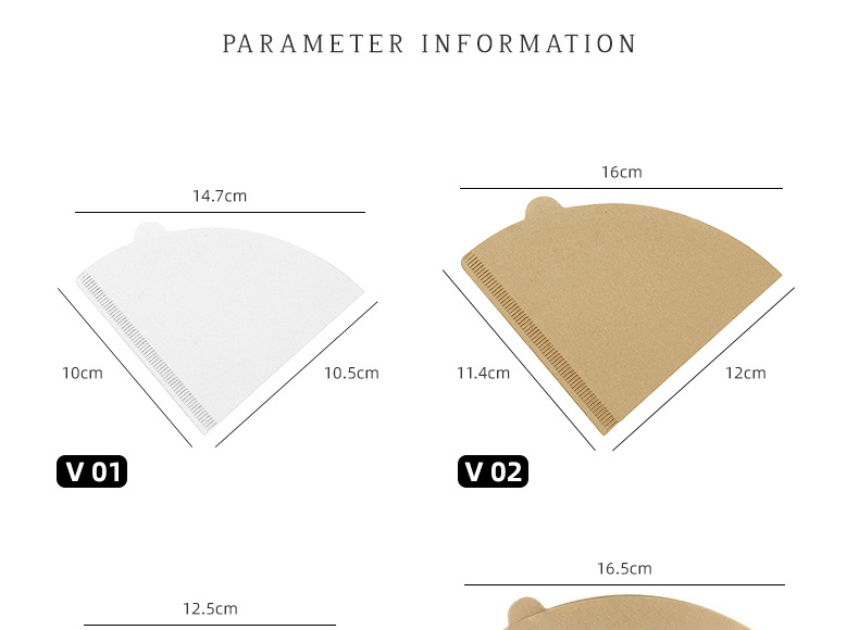 Coffee Paper Filter V-shaped for Modern Eco-Friendly Disposable Brown Cone-Shaped Design