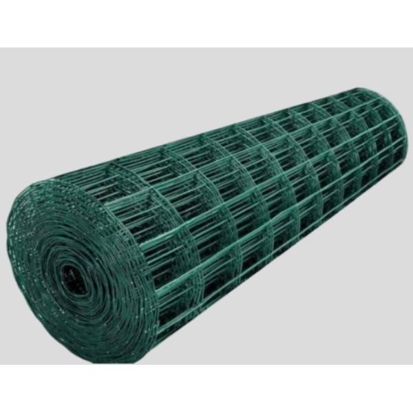 Green PVC Coated Welded Wire Mesh Rolls with 0.35mm-6mm Wire Diameter and 1/2''*1'' Hole Size for Fencing