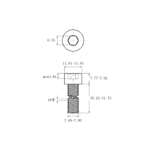1-1/4 Stainless Steel 316 Allen Bolt