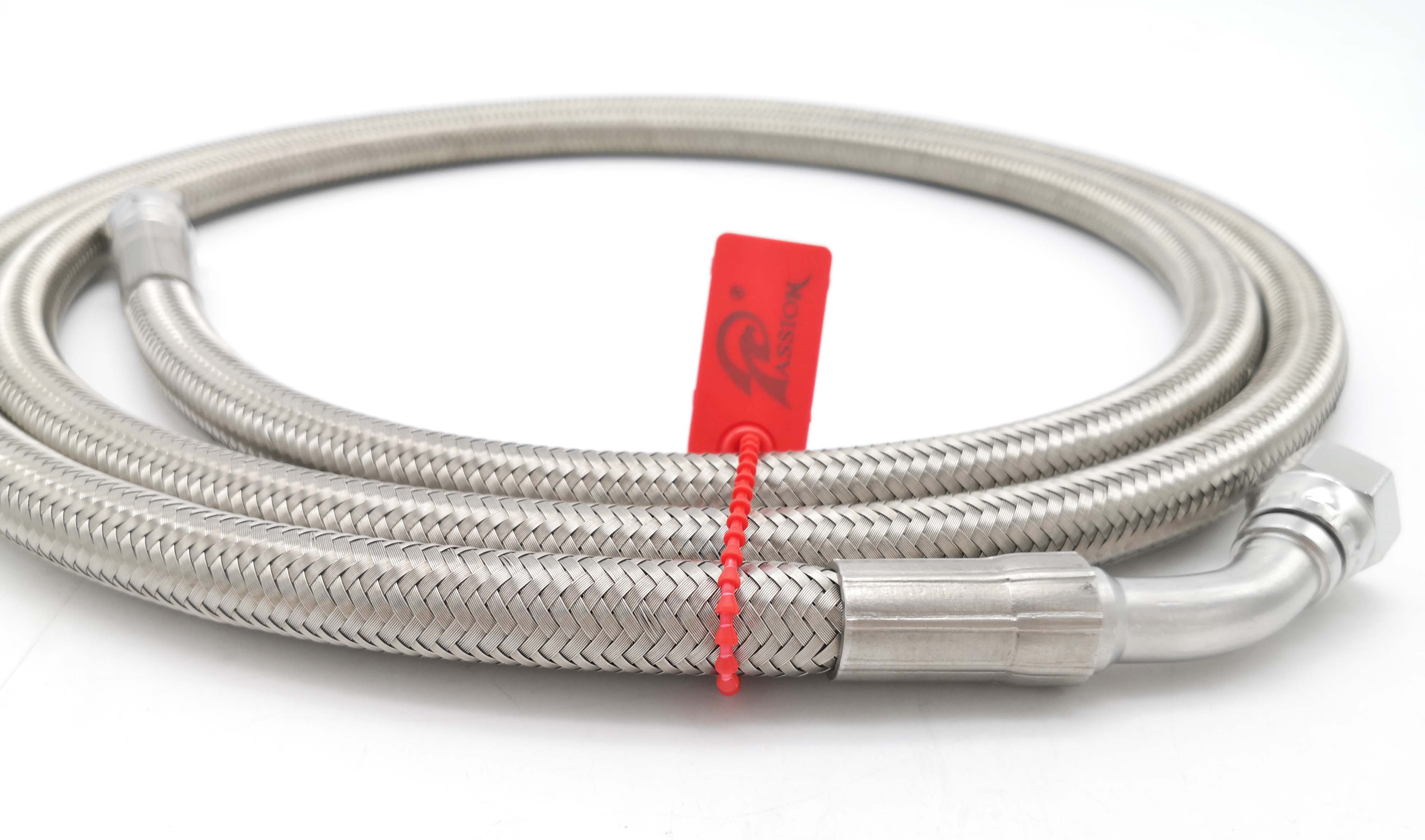 Stainless Steel Braided 8AN 3/8" Corrugated PTFE Hose