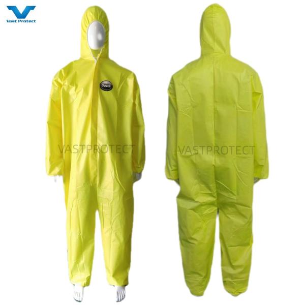 Yellow Chemical Disposable Coveralls Industrial Safety For Industrial Hazards