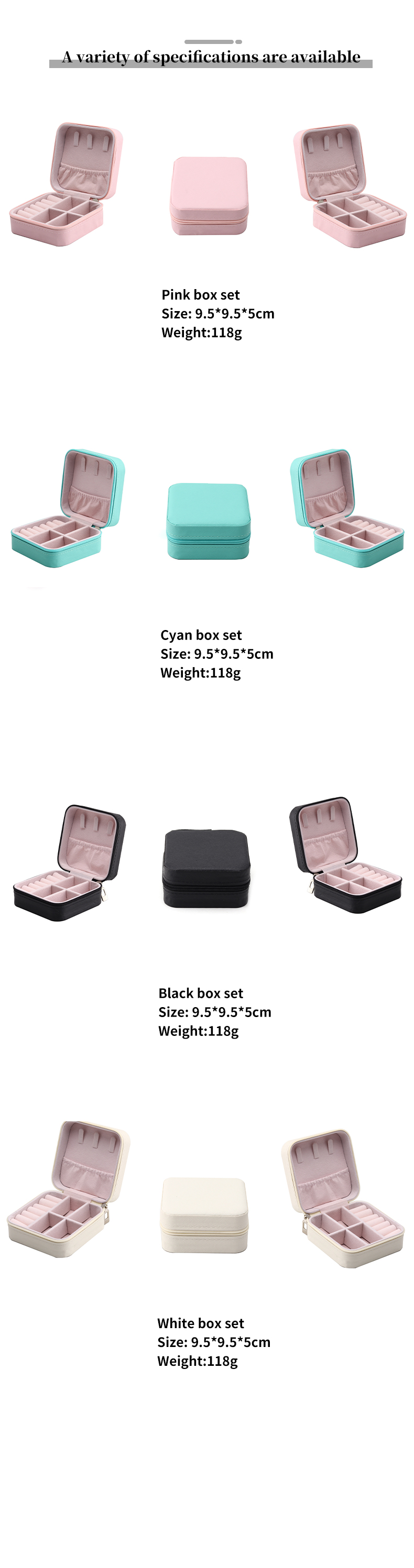 Floating Effect PU Leather Jewelry Box , Zipper Travel Jewellery Case Multi Function