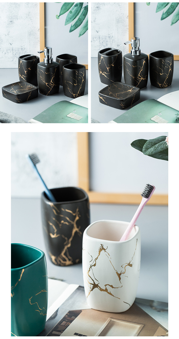 Custom Luxury Ceramics Bathroom Accessories , Marble Bathroom Sets For Home Hotel Gift