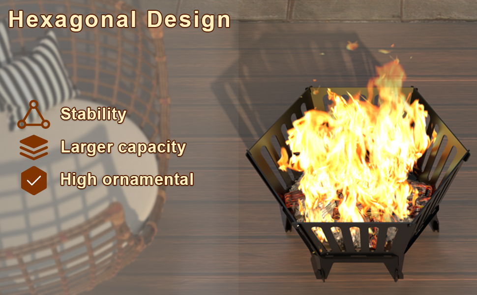 Outdoor Wood Burning Firepit 22.5 Inch for Camping and Beach Parties 3mm Thickness