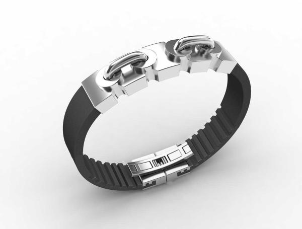 Top Quality Europe Fashion Stainless Steel Genuine Leather Silicone Bangle