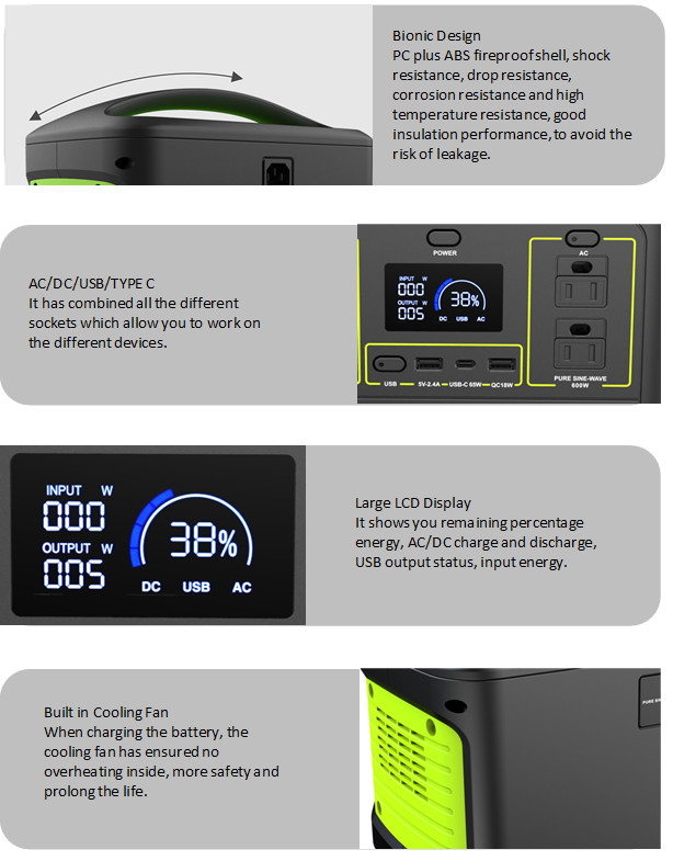 PSE Bionic Solar 600W Portable Power Station For Outdoor Camping