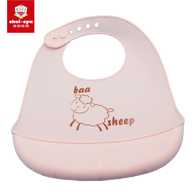 Cute Plush Baby Eating Bib Silicone Material Cartoon Pattern With Catcher