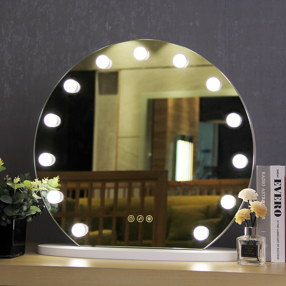 Silver Finishing Makeup Mirror With LED Light Luxury Gold Customizable