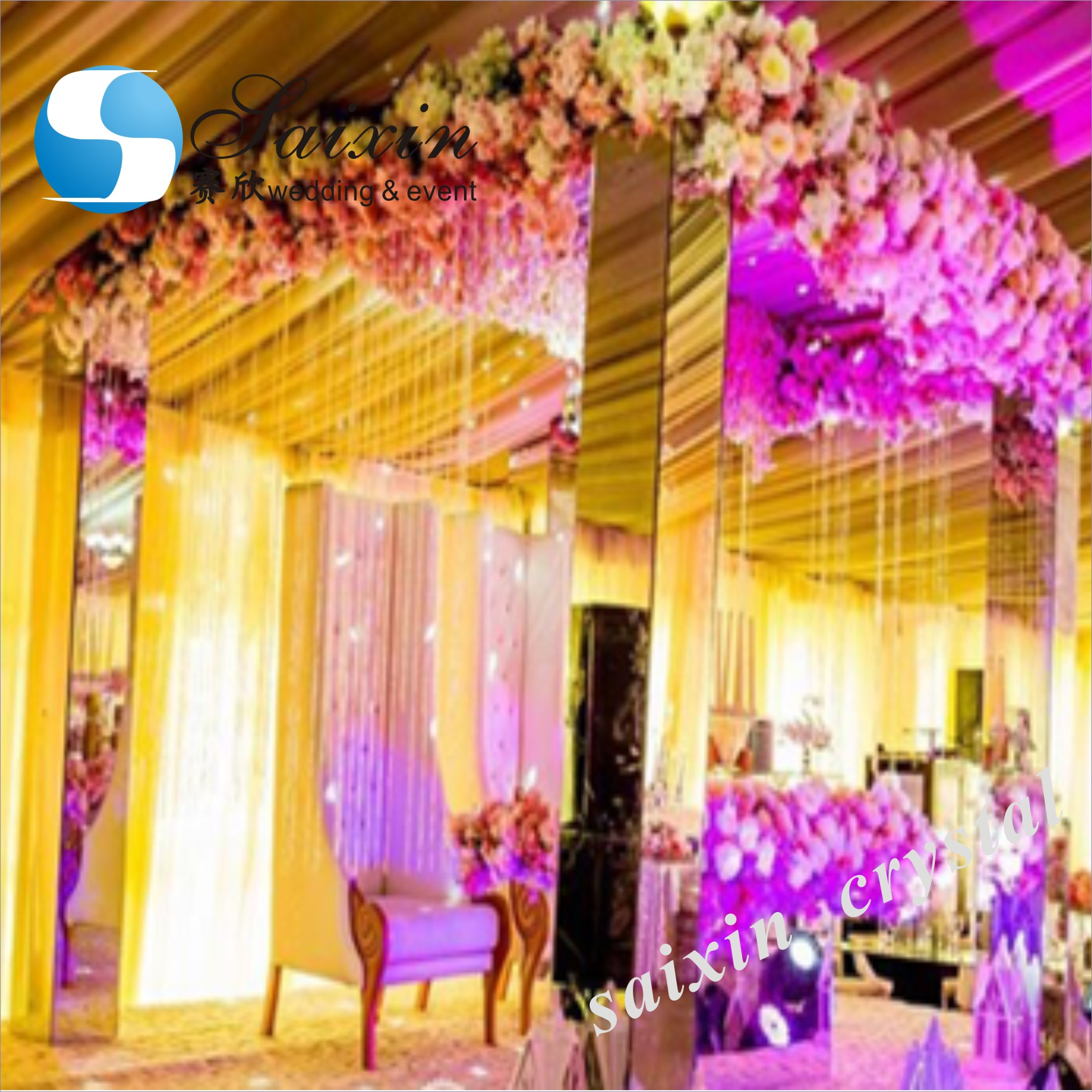 ZT-220H-2 Wedding event decoration gold silver mirror acrylic chuppah mandap