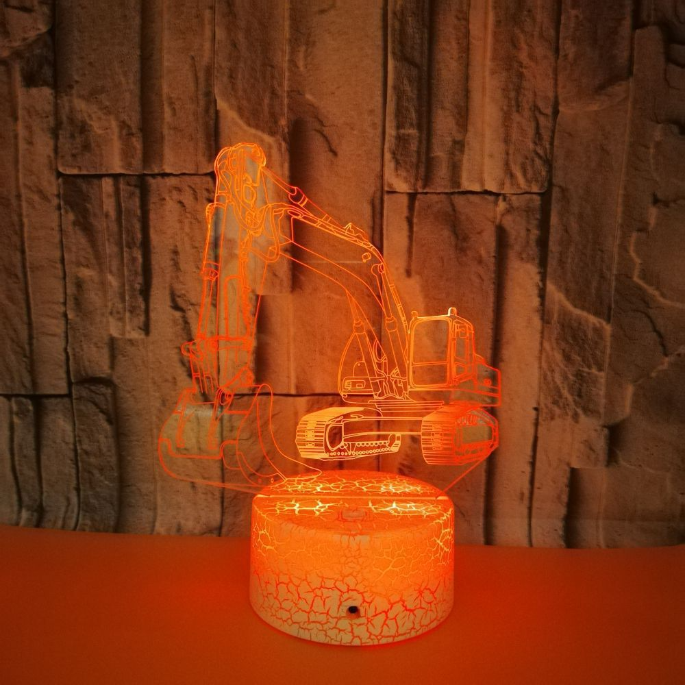 OEM logo picture Excavator 3D LED night light Colorful remote control touch Creative gift small table lamp