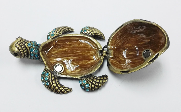 Mum & Baby Turtle metal trinket box turtle enamel metal jewelry box