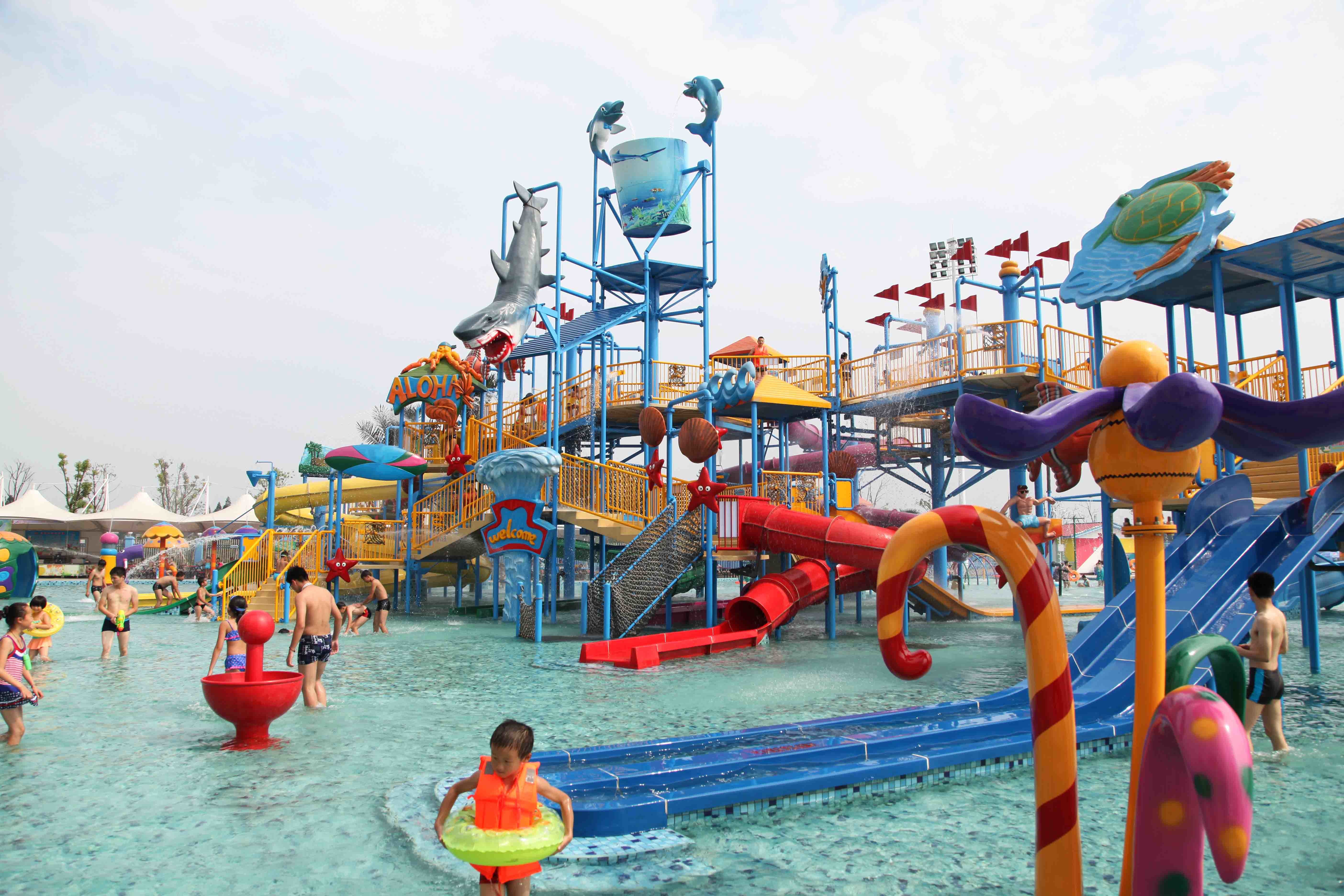 Outdoor Water Amusement Parks Custom Water Slides Combination For Hotel / Water House
