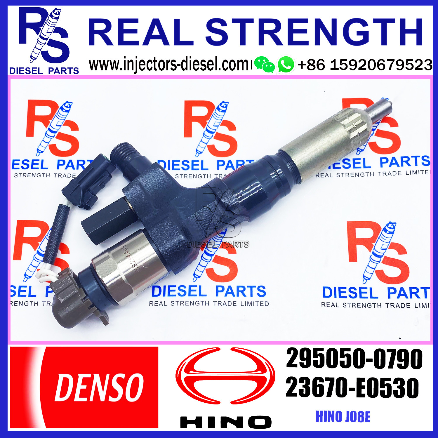 diesel common rail injector 23670-E0530 diesel engine fuel injector 295050-0790 for HINO J08E