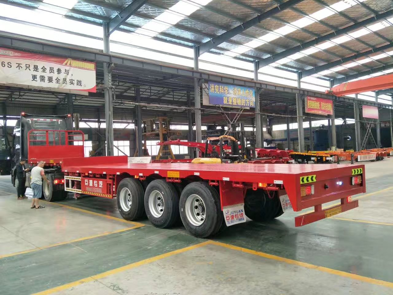 20ft 40ft Container Transport Flat Bed Trailer 3 Axle Flatbed Semi Trailer Moving Shipping
