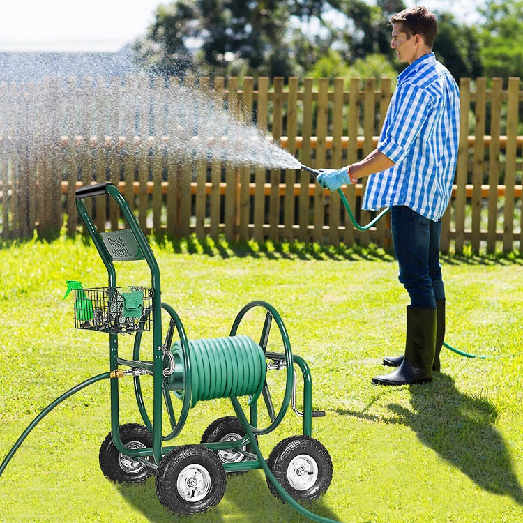 Sturdy Heavy Duty Water Hose Reel Cart for Garden Tools 60*102*42.5cm 100KGS Capacity