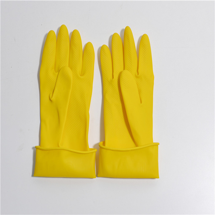 Waterproof Oil Resistance Kitchen Rubber Gloves cotton flocklined Rubber Gloves
