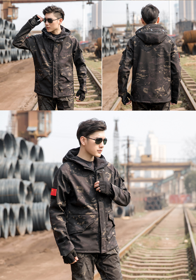 Woodland Camouflage Men's Tactical Combat Jacket Hoody Winter Coat Uniform Waterproof