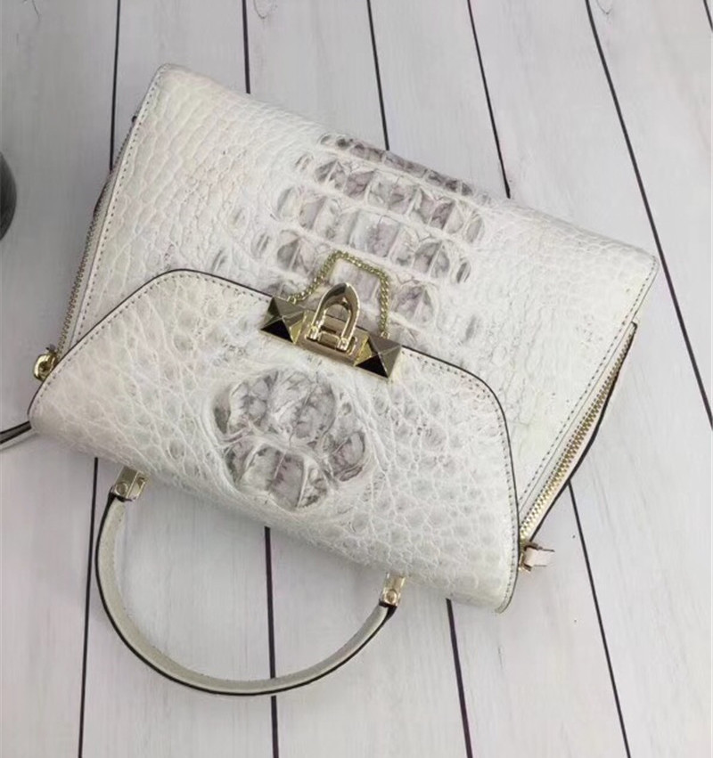 Exotic Genuine Crocodile Skin Woman Orange Purse Authentic Alligator Leather Lady Handbag Female Crossbody Shoulder Bag