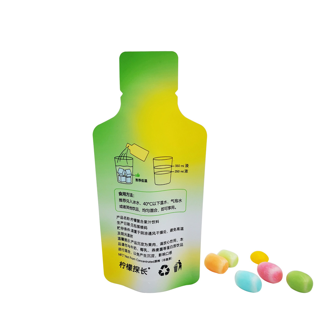 Custom Printed Matte Bottle Shape Aluminum Foil Stand Up Pouches For Lemon Juice Drinks Packaging