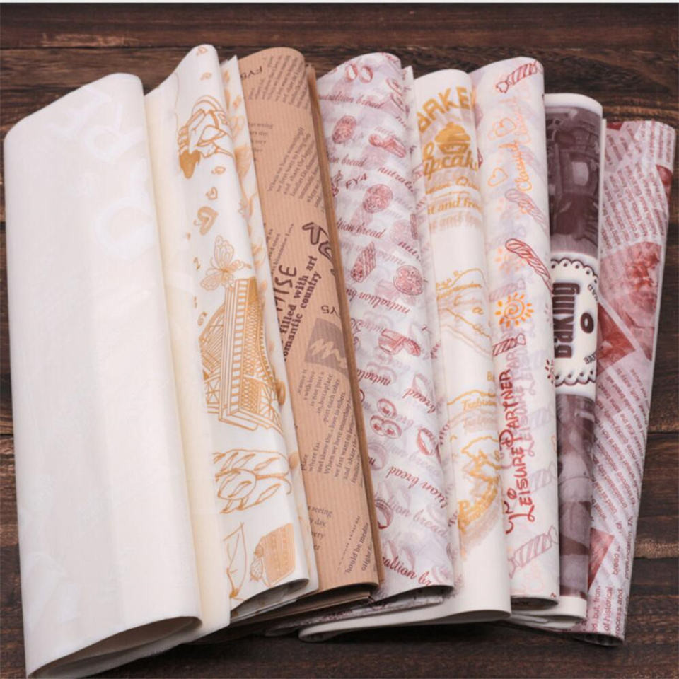 Food Grade Waxed Paper Customize Logo Greaseproof Burger Wrap Paper