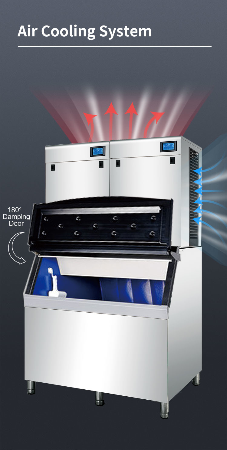 Stainless Steel 1000KG Cube Ice Machine 1000kg/24H Big Capacity Ice Maker