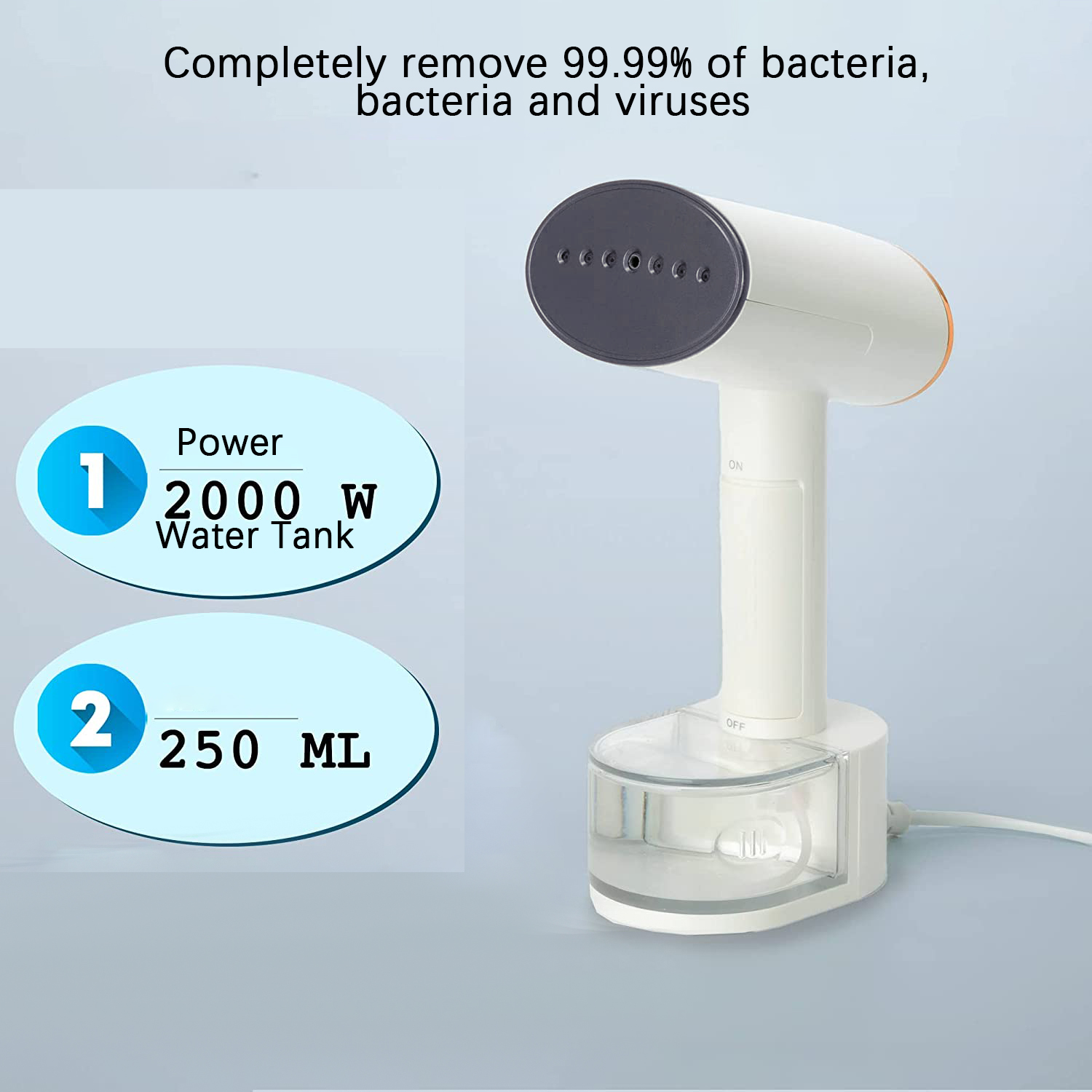 Portable 250ml Large Tank Handheld Travel Garment Steamer with Hair Brush Accessories