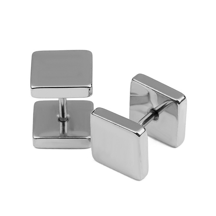 New arrival stainless steel doubled square dumbbell shaped ear studs