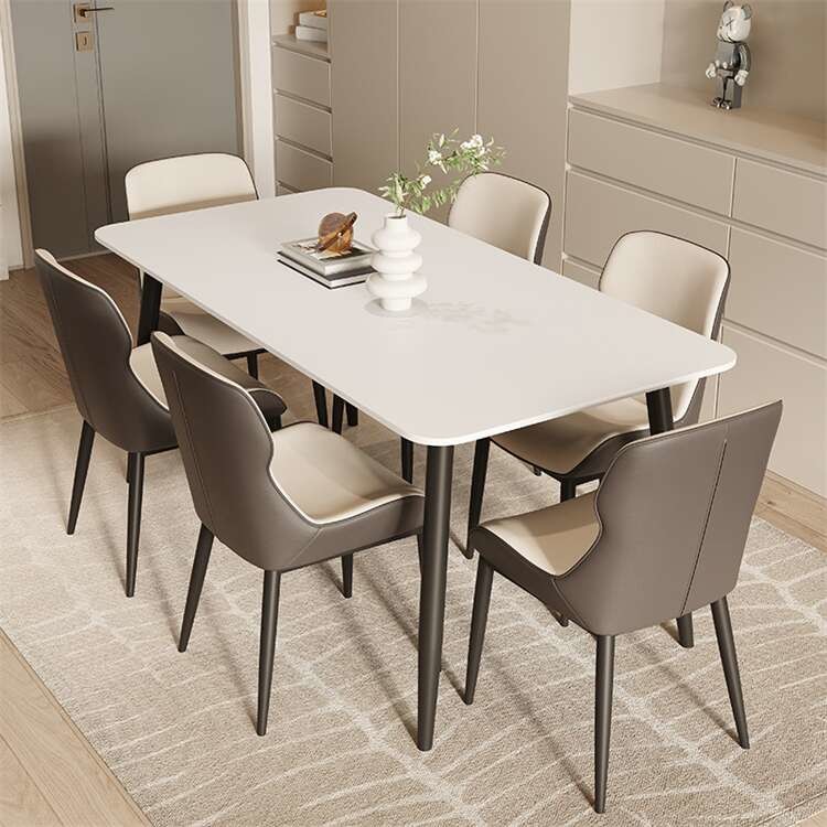 Quartz Stone Tabletop Luxury Wood Dining Table Set OEM ODM