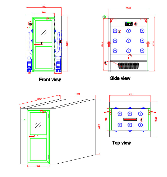 Efficiency Class 100 Clean Room Air Shower With HEPA Filter For Pharmaceutical