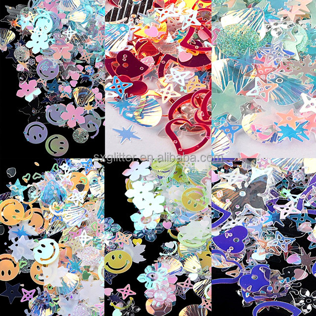 Ecofriendly Customized Color Mermaid Dress with Glitter Sequins and Star Embroidery Fabric in Customizable PET Cloth