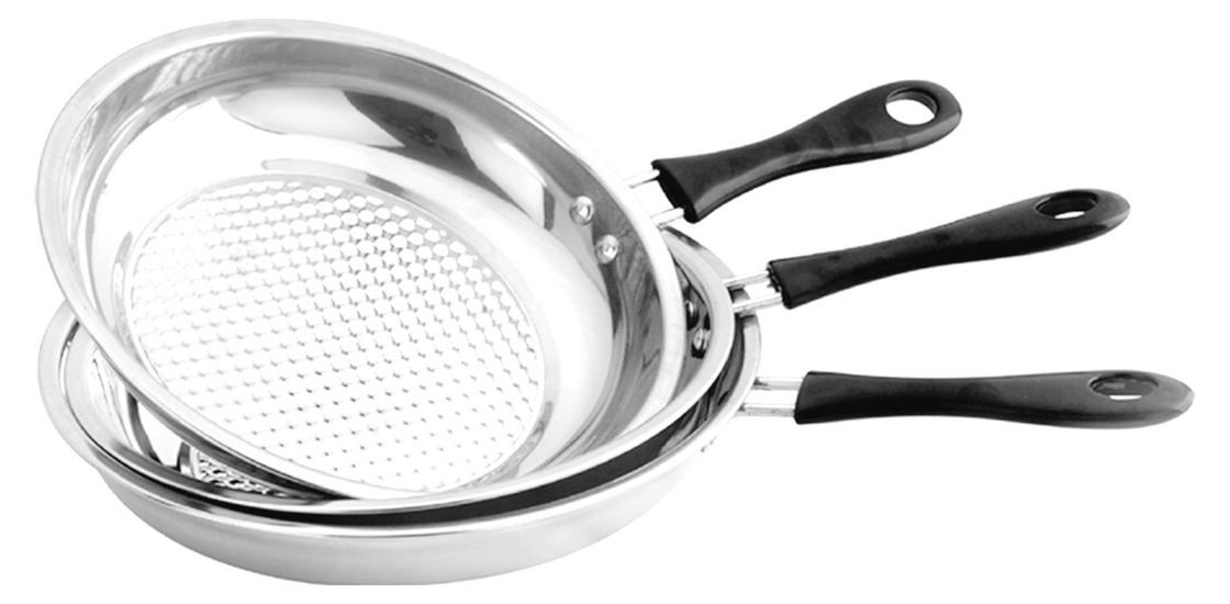 Food Grade 410 # Stainless Steel Non Stick Frying Pan Surface Mirror Polish