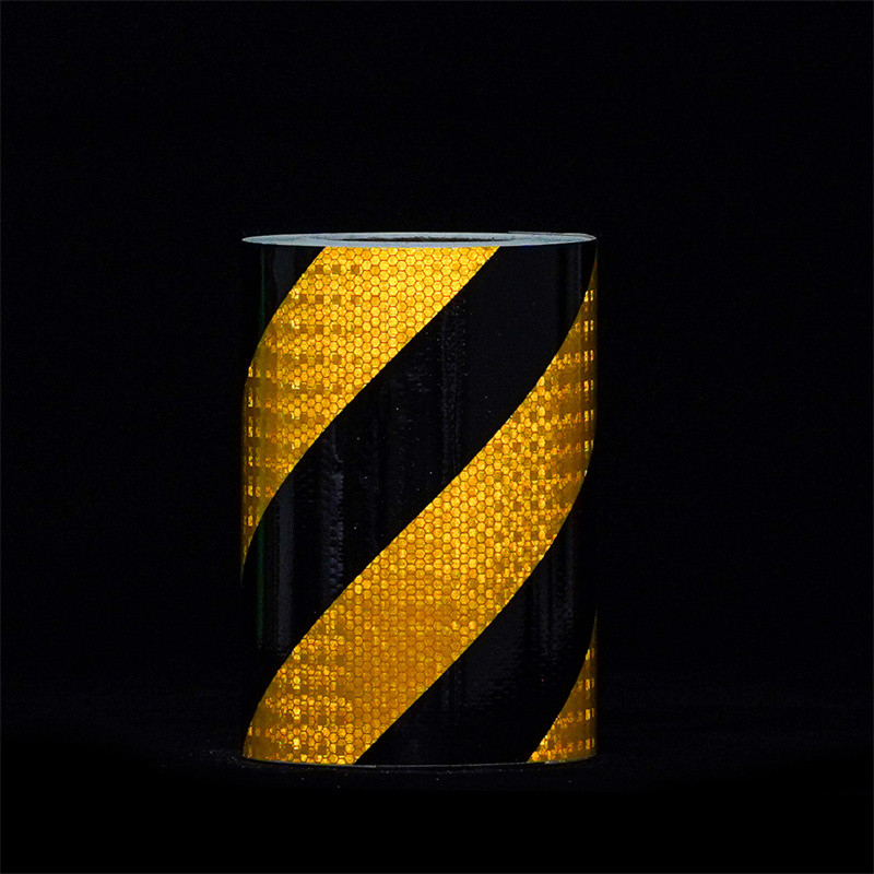 OEM Yellow Black Vinyl Reflective Warning Tape Stripe For Tempory Work Zone