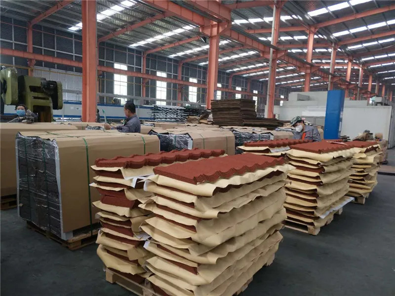 Villas Building Top Roof Tile Color Stone Coated Bond Tile AZ70 Stone Coated Metal Tile 50 Years Warranty Wave Tile