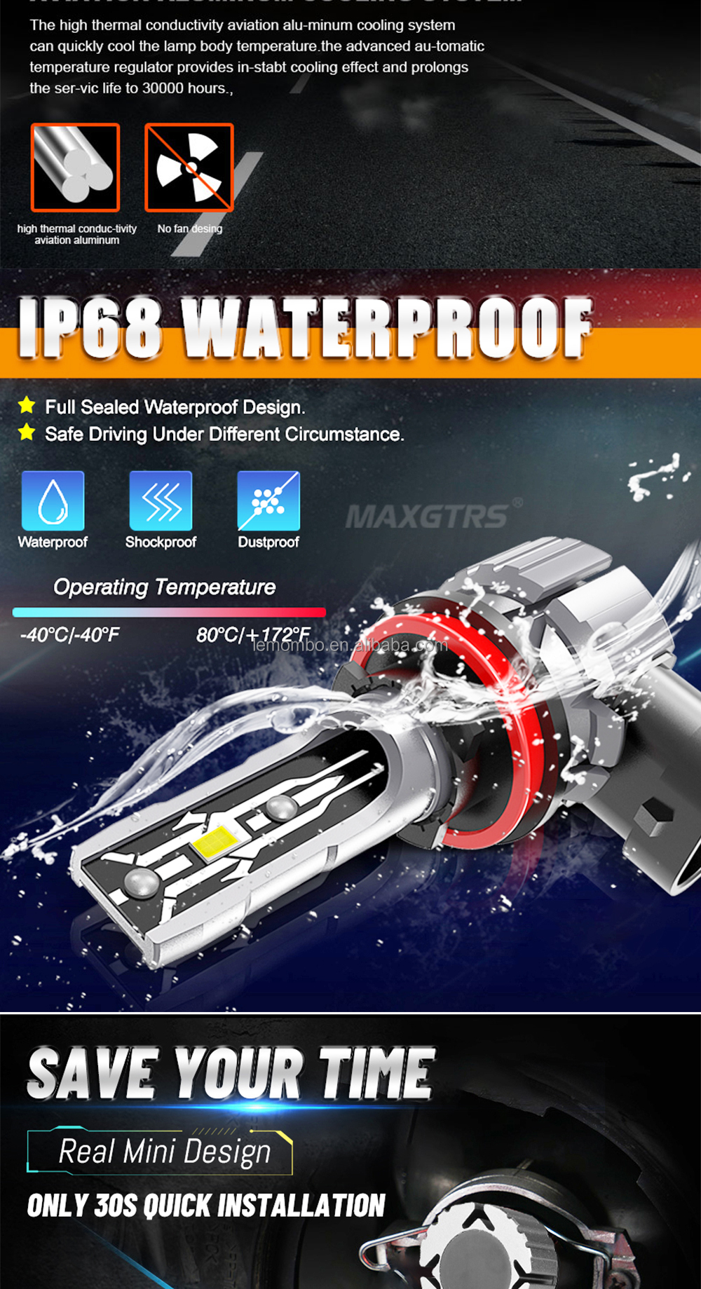 Mini E2 Led Car Headlights Bulb H4 H7 H11 9005 9006 Auto Head Lamp Light Plug And Play