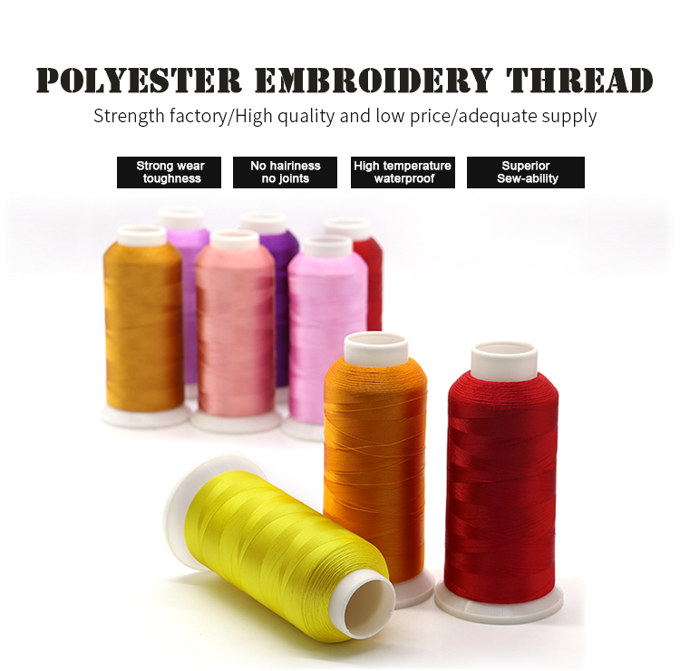 5000 yards Cone Sewing 100% Polyester 120d 2 Embroidery Thread 120g Weight for Sewing