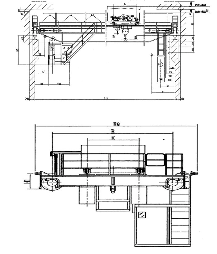 Span 31.5m 10T Workshop Overhead Crane Double Beam Cabin Control