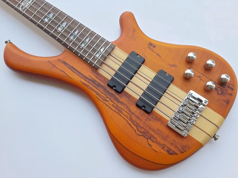 professional active electric bass guitar neck through body bass guitar with mahogany body 24 tone positon