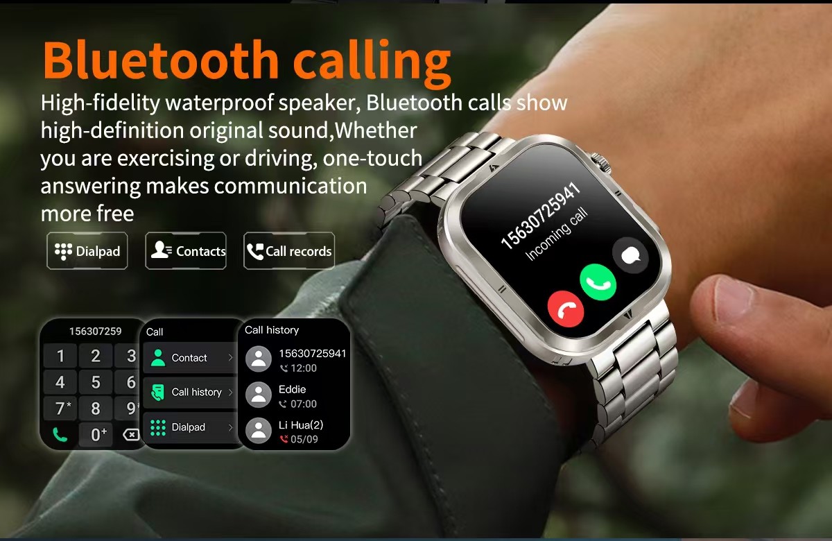MK68 AMOLED Full Screen Men Smart Watch With BT Call Health Management 360mAh Battery