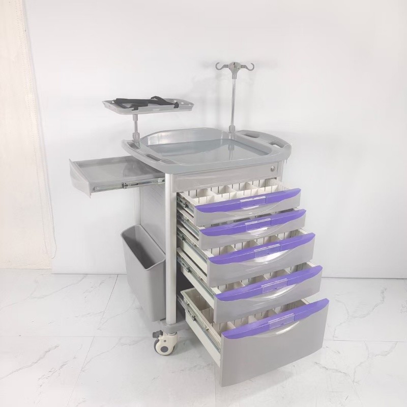 5 Locking Drawers Medical Crash Cart For Medications Defibrillator Intravenous (IV) Supplies