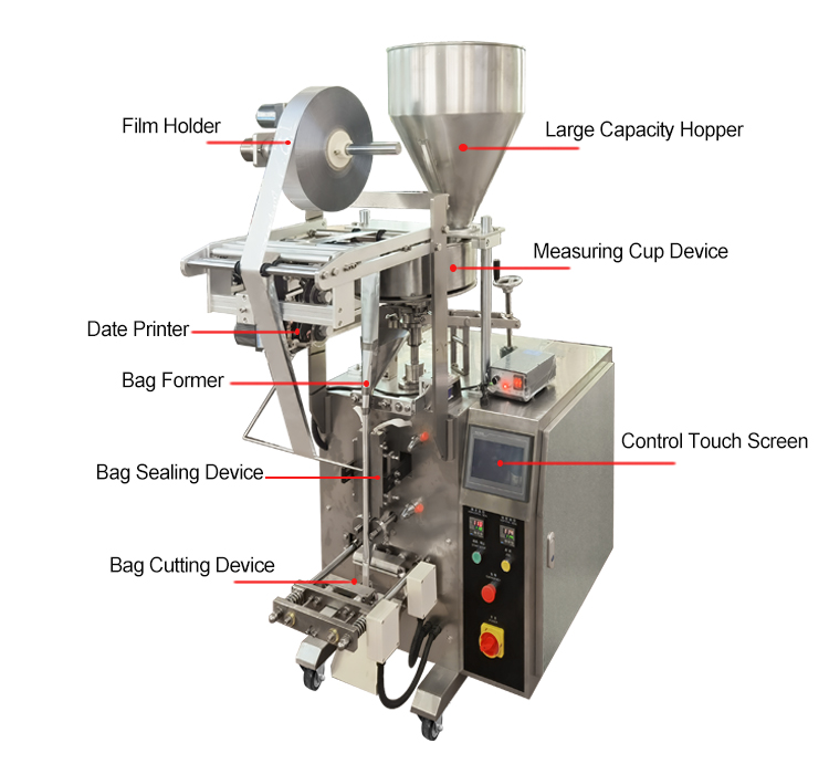 Wrapping Sealing Granule Packing Machine 60bags/min 300g Sugar Sachet