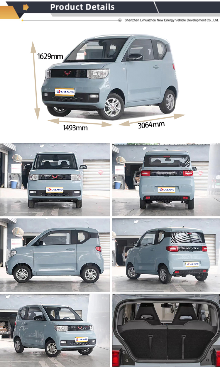 Black Wuling Hongguang Mini Two Door Four Seat Micro Car 100% Electric and Long Range