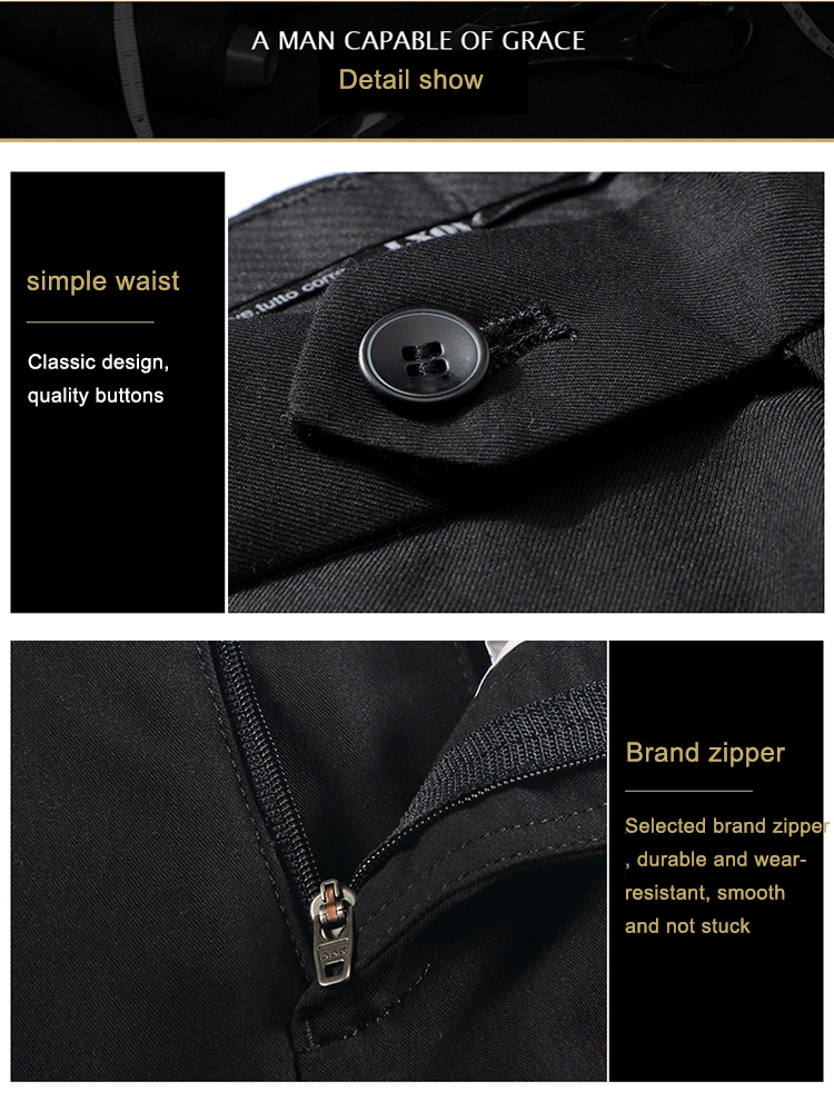 Polyester/Cotton Men's Pants Trousers Suit with Formal Dress Coat and Slim Fit Blazer