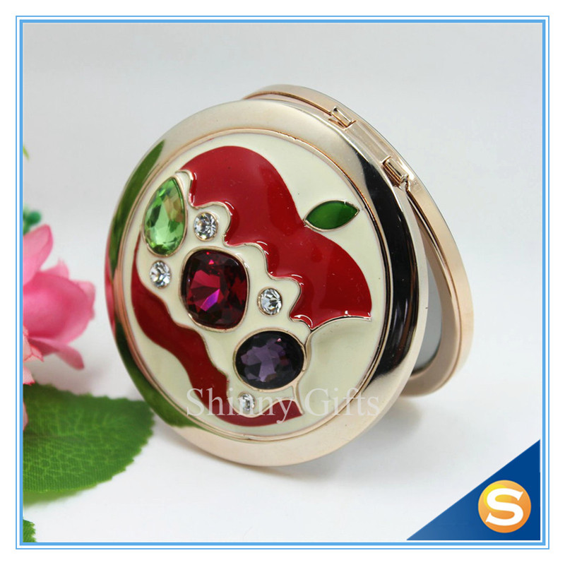 Shinny Gifts Newest Design Round Compact Mirror Folding Small Pocket Mirror