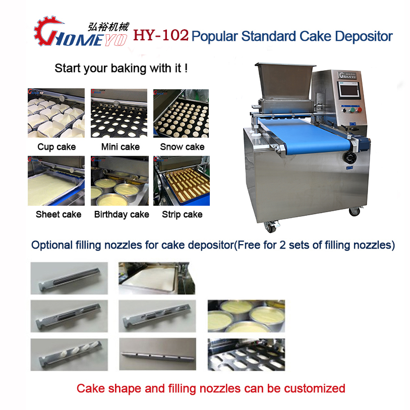 HongYu Machinery Cupcakes Cake Depositor Sponge Cake Filling Machine for Frozen Food