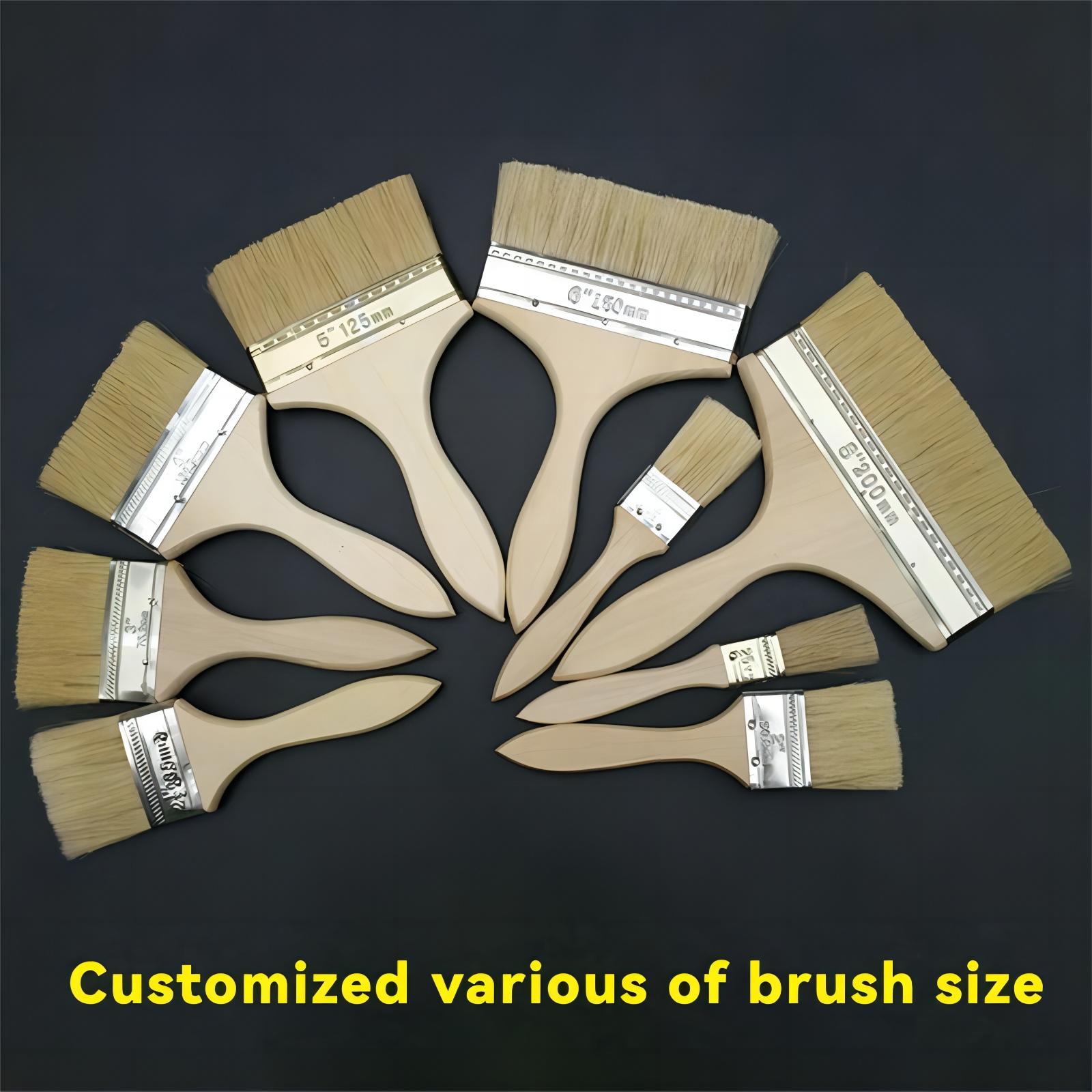 Pure Bristles Paint Brush With Wooden Handle and Epoxy Glue for Wall Paint Application