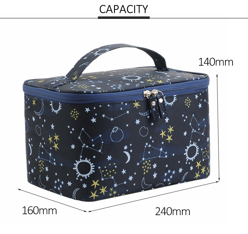 Womens Sublimation Square Nylon Cosmetic Makeup Organizer Bag