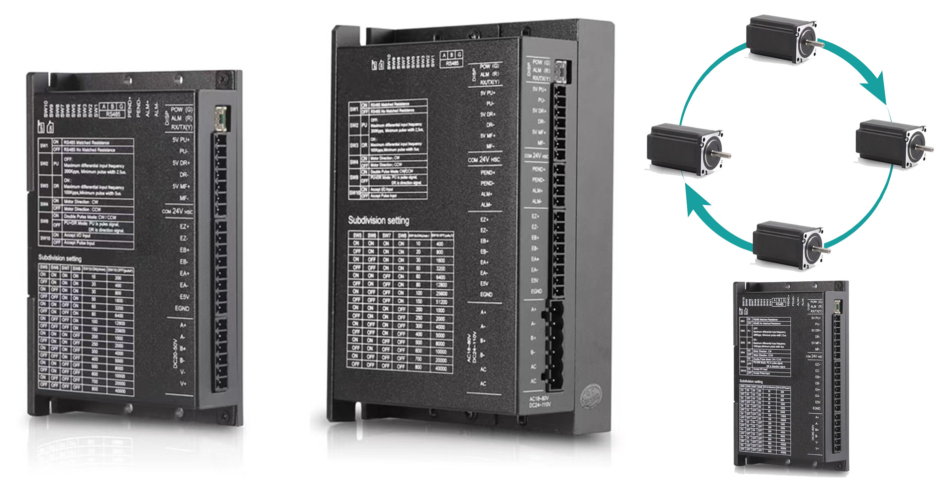 Stable Black Digital Stepper Driver , Multiscene Stepper Motor And Driver